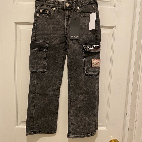 True Religion Black Relaxed Jeans with Distressed Finish - Picture 1 of 5